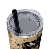 Western/Boho Bull Acid Wash Neutrals Skinny Tumbler with Straw, 20oz!