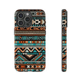 Teal and Orange Aztec Tough Cases! Cellphone Cases! Multiple Sizes Available! Apple iPhone, Samsung Galaxy, and Google Pixel devices!