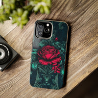 Stained Glass Teal and Roses Gothic Inspired Halloween Tough Phone Cases! Fall Vibes!