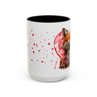 Disco Fox I Love You Valentines Day Accent Coffee Mug (11, 15oz)! Free Shipping! Microwave and Dishwasher Safe! BPA Free