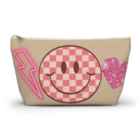 Pink Retro Cream Smiley Accessory Pouch, Check Out My Matching Weekender Bag! Free Shipping!!!