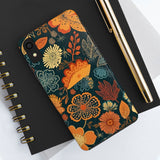 Fall Florals Navy Blue and Orange Tough Phone Cases! Fall Vibes!