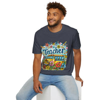 The Teacher Floral School Bus Unisex Graphic Tees! All New Heather Colors!!! Free Shipping!!! Back To School!