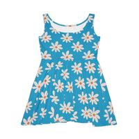 Turquoise Daisy's Print Women's Fit n Flare Dress! Free Shipping!!! New!!! Sun Dress! Beach Cover Up! Night Gown! So Versatile!