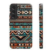 Teal and Orange Aztec Tough Cases! Cellphone Cases! Multiple Sizes Available! Apple iPhone, Samsung Galaxy, and Google Pixel devices!