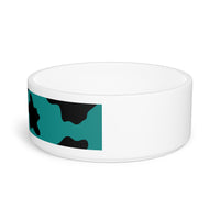 Black and Teal Blue Cow Print Pet Bowl! Foxy Pets! Free Shipping!!!