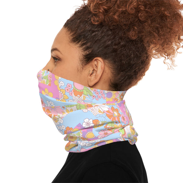 Retro Blue Quilt Print Lightweight Neck Gaiter! 4 Sizes Available! Free Shipping! UPF +50! Great For All Outdoor Sports!