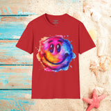 Happy Face Rainbow Unisex Graphic Tees! Summer Vibes! All New Heather Colors!!! Free Shipping!!!