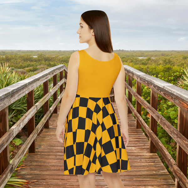 Yellow Plaid and Black Print Women's Fit n Flare Dress! Free Shipping!!! New!!! Sun Dress! Beach Cover Up! Night Gown! So Versatile!
