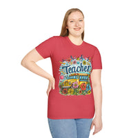 The Teacher Floral School Bus Unisex Graphic Tees! All New Heather Colors!!! Free Shipping!!! Back To School!