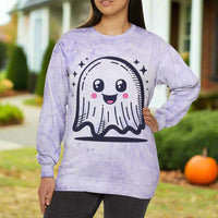 Happy Ghost Unisex Color Blast Crewneck Sweatshirt! All New Comfort Colors!!! Halloween! Free Shipping!