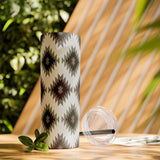 Western Black and Grey Aztec Printed Vibes Skinny Tumbler with Straw, 20oz!