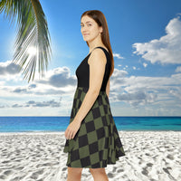 Hunter Green Plaid and Black Print Women's Fit n Flare Dress! Free Shipping!!! New!!! Sun Dress! Beach Cover Up! Night Gown! So Versatile!