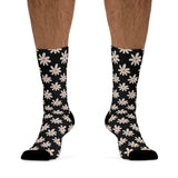 Classic Black Daisy Unisex Eco Friendly Recycled Poly Socks!!! Free Shipping!!! 58% Recycled Materials!