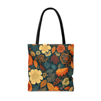 Golden Navy Denim Florals Fall Vibes Tote Bag!