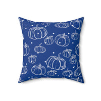 Dark Blue and White Polka Dot Pumpkin Square Pillow! Halloween! Fall Vibes!