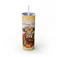 Not Today Heifer Highlander Cow Fall Vibes Skinny Tumbler with Straw, 20oz! Multiple Colors!