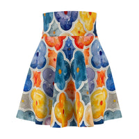 Boho Watercolor Paper Flower Women's Skater Skirt! Free Shipping!