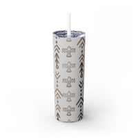 Western/Boho Aztec Thunderbirds Grey Neutrals Skinny Tumbler with Straw, 20oz!