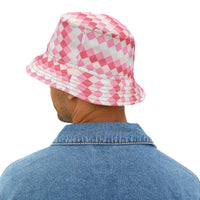 Retro Pink Plaid Unisex Bucket Hat! Free Shipping! Made in The USA!