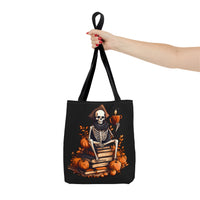 Pirate Skeleton Spooky Book Stack Halloween Fall Vibes Tote Bag!