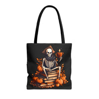 Pirate Skeleton Spooky Book Stack Halloween Fall Vibes Tote Bag!