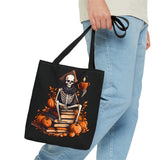 Pirate Skeleton Spooky Book Stack Halloween Fall Vibes Tote Bag!