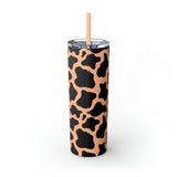 Custom Personalized Cow Printed Skinny Tumbler with Straw, 20oz! Multiple Colors!