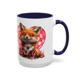 Disco Fox I Love You Valentines Day Accent Coffee Mug (11, 15oz)! Free Shipping! Microwave and Dishwasher Safe! BPA Free