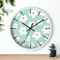 Retro Pastel Green Florals Print Wall Clock! Perfect For Gifting! Free Shipping!!! 3 Colors Available!