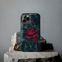 Stained Glass Teal and Roses Gothic Inspired Halloween Tough Phone Cases! Fall Vibes!