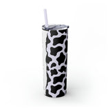 Custom Personalized Cow Printed Skinny Tumbler with Straw, 20oz! Multiple Colors!