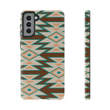 Teal and Brown Aztec Tough Cases! Cellphone Cases! Multiple Sizes Available! Apple iPhone, Samsung Galaxy, and Google Pixel devices!