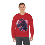 Valentines Day Black Horse Pink Hearts Unisex Sweatshirt! Retro! Free Shipping!!!