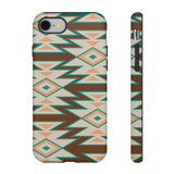 Teal and Brown Aztec Tough Cases! Cellphone Cases! Multiple Sizes Available! Apple iPhone, Samsung Galaxy, and Google Pixel devices!