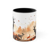 Autumn Orange and Black Deer Antler Forest Accent Coffee Mug, 11oz! Multiple Colors Available! Fall Vibes!
