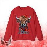 Valentines Day Highlander Cow Love Unisex Sweatshirt! Retro! Plus Sizes Available!