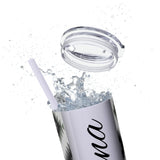 Custom Name Black and White Aztec Printed Skinny Tumbler with Straw, 20oz! Multiple Colors!