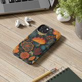 Fall Florals Navy Blue and Orange Tough Phone Cases! Fall Vibes!