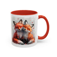 Foxy Lovers Valentines Day Accent Coffee Mug (11, 15oz)! Free Shipping! Microwave and Dishwasher Safe! BPA Free