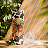 Your So Golden Butterfly Cow Printed Skinny Tumbler with Straw, 20oz! Multiple Colors!