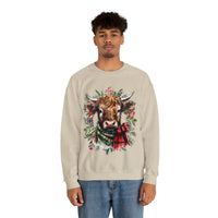 1 Highlander Cow Christmas Edition Unisex Heavy Blend Crewneck Sweatshirt!