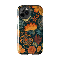 Fall Florals Navy Blue and Orange Tough Phone Cases! Fall Vibes!