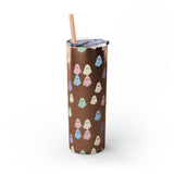 Retro Pastel Happy Little Ghost Skinny Tumbler with Straw, 20oz! Halloween!