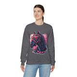 Valentines Day Black Horse Pink Hearts Unisex Sweatshirt! Retro! Free Shipping!!!