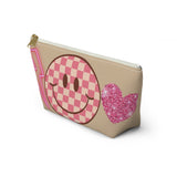 Pink Retro Cream Smiley Accessory Pouch, Check Out My Matching Weekender Bag! Free Shipping!!!