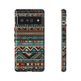 Teal and Orange Aztec Tough Cases! Cellphone Cases! Multiple Sizes Available! Apple iPhone, Samsung Galaxy, and Google Pixel devices!