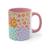 Retro Smiley Patchwork Quilt Accent Coffee Mug, 11oz! Free Shipping! Great For Gifting! Lead and BPA Free!