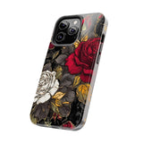 White and Red Roses Gothic Inspired Halloween Tough Phone Cases! Fall Vibes!