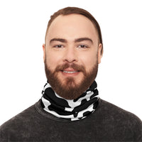 Black and White Cow Print Lightweight Neck Gaiter! 4 Sizes Available! Free Shipping! UPF +50! Great For All Outdoor Sports!